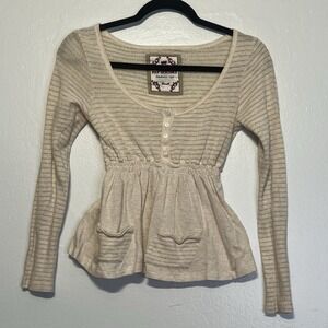 Poof Excellence babydoll top Beige Metallic gold thread Bella Swan 90s Y2K